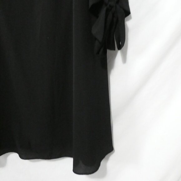 CHICSOUL | 2XL - 2X | Made In The USA | Elegant Sheer Black Dress | Tied Sleeves - Picture 9 of 16